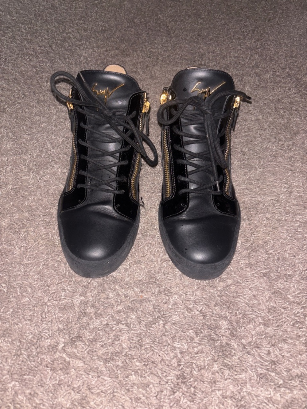 Giuseppe Zanotti Black High-Top Sneakers with Gold Accents